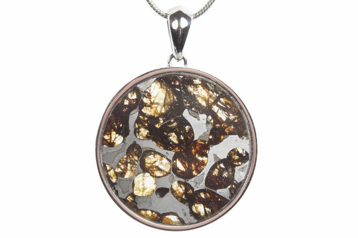 Sericho Pallasite Round Meteorite Pendant - Kenya #351402
